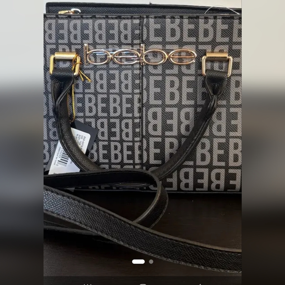 Bebe Black and Gray Crossbody Bag with Adjustable Strap